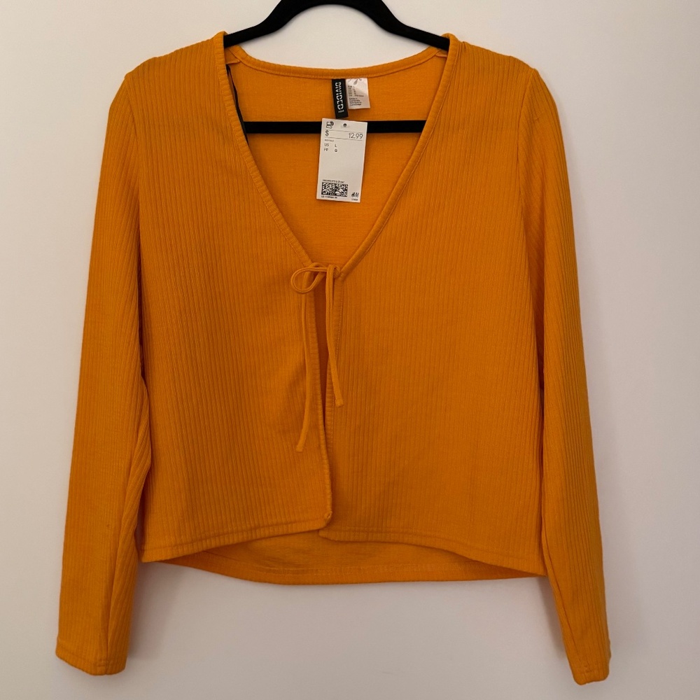 H&M Long Sleeve Tie Front Top